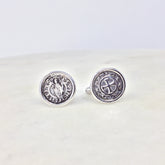 Cortona Coin Cufflinks in Silver
